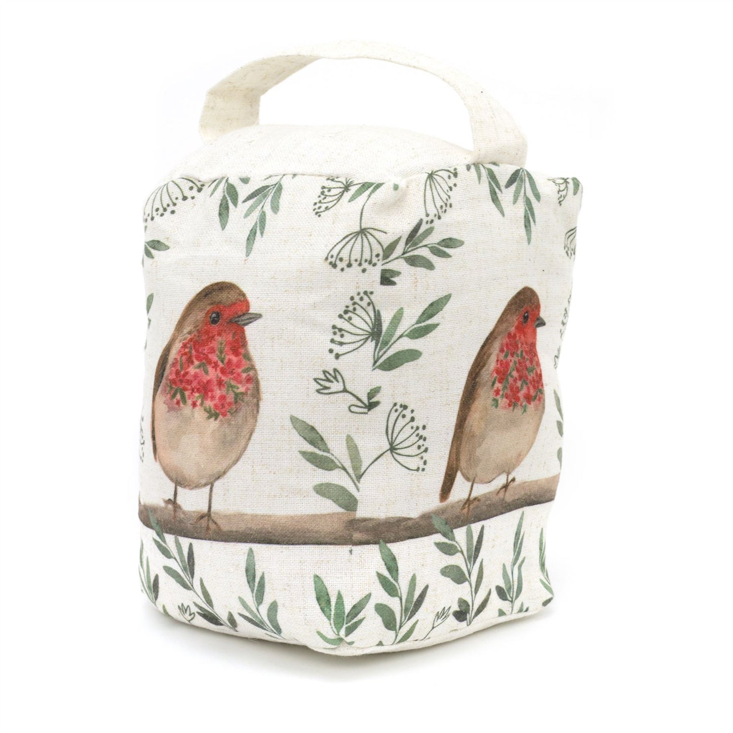 Robin Redbreast Bird Fabric Cube Door Stop | Decorative Bird Animal Doorstop | Country Life Door Stopper