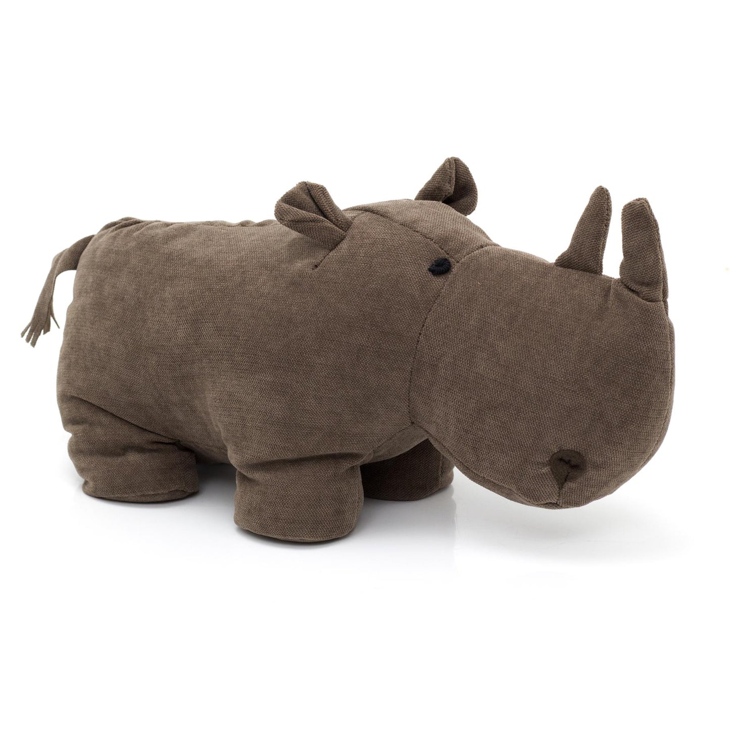 Adorable Chocolate Brown Rhinoceros Doorstop | Decorative Fabric Animal Door Stop | Novelty Rhino Wildlife Door Stopper