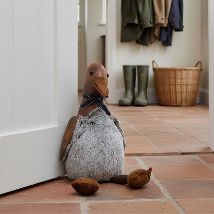 Edgar Duck Door Stop, 32cm Weighted Faux Leather Bird Doorstop - 1.7kg