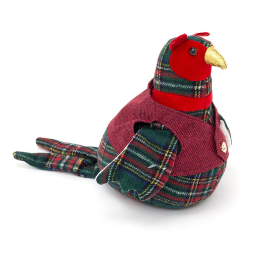Percival the Pheasant Christmas Doorstop | Tartan Bird-Shaped Door Stop - 21cm