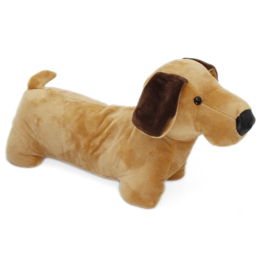 Adorable Sausage Dog Dachshund Puppy Doorstop - Novelty Animal Door Stop - Beige
