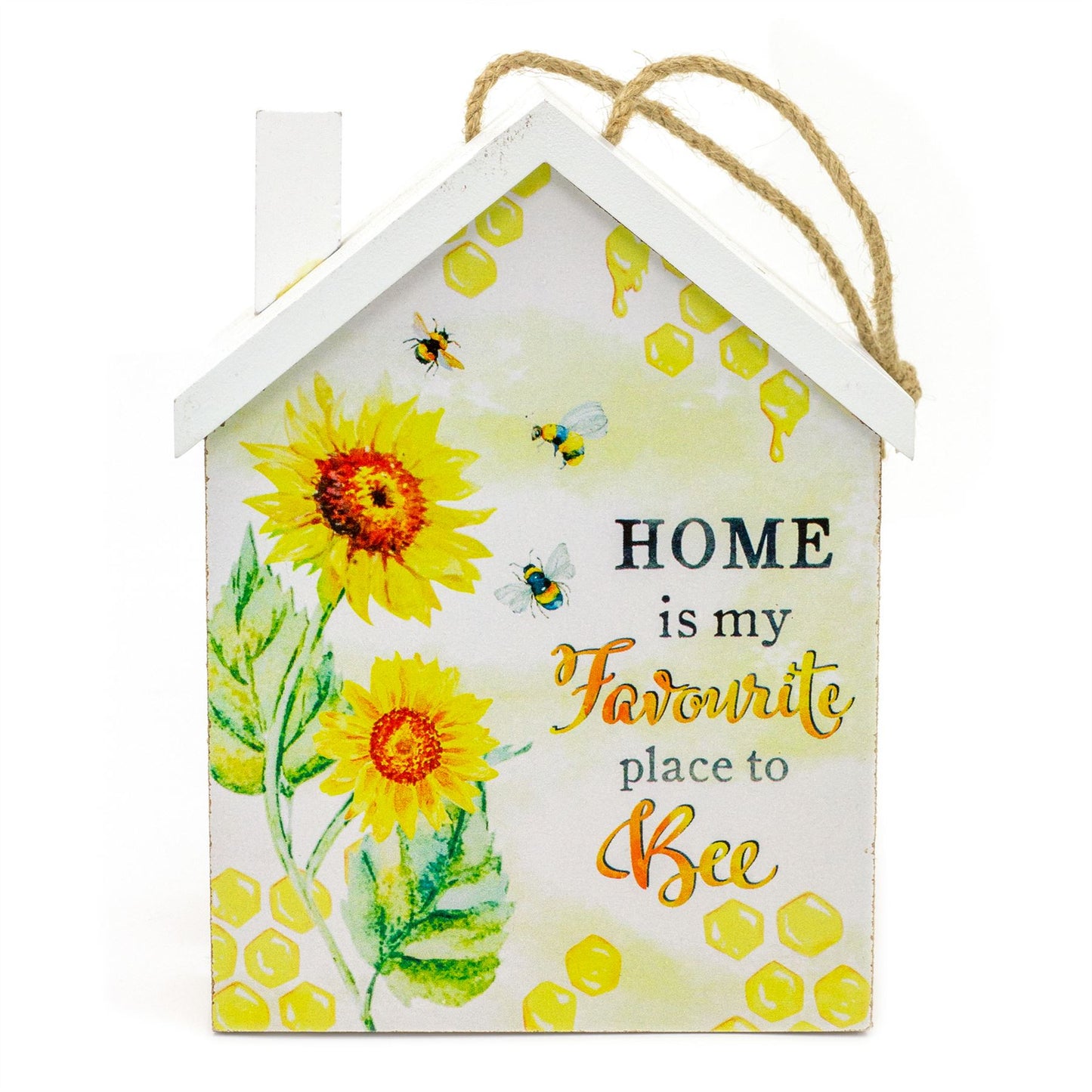 Wooden House Shaped Door Stop | Bee and Sunflower Door Stop Home Door Stopper