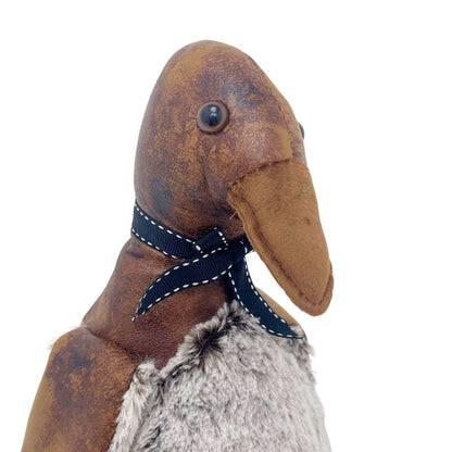 Edgar Duck Door Stop, 32cm Weighted Faux Leather Bird Doorstop - 1.7kg