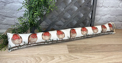 94cm Robin Redbreast Bird Fabric Door Draught Excluder | Winter Draft Excluder Door Cushion | Draft Insulator Door Draught Cushion