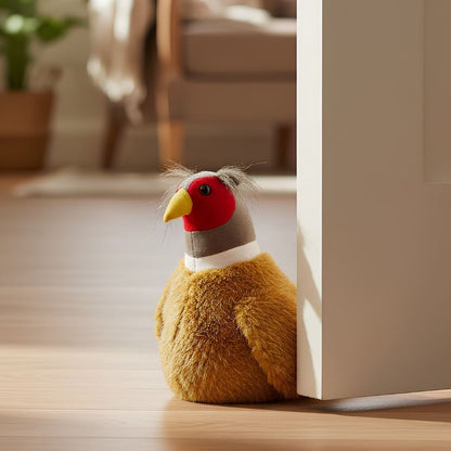 Monty Pheasant Door Stop, 23cm Weighted Faux Fur Bird Doorstop - 1.5kg