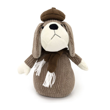 Corduroy Beagle Dog Doorstop | Beagle With Hat Ribbed Fabric Animal Door Stop