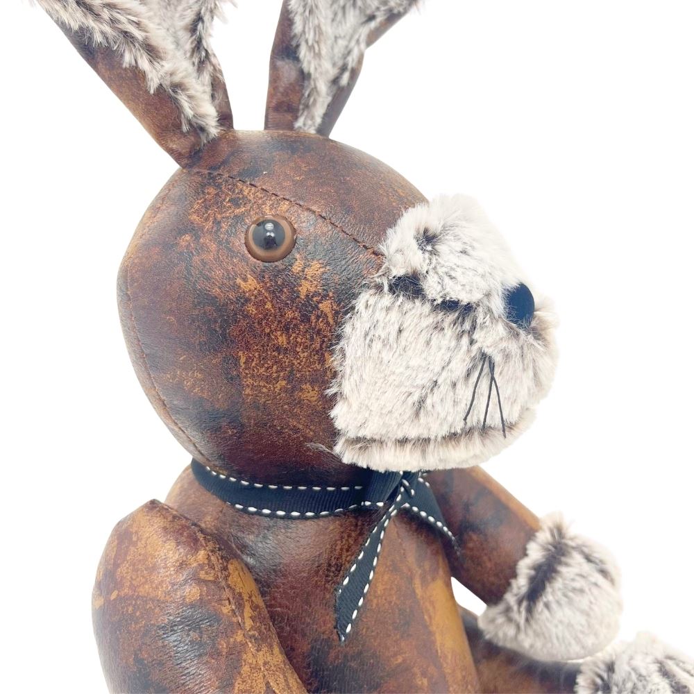 Wilfred Rabbit Door Stop, 41cm Faux Leather Fabric Animal Doorstop - 1.8kg