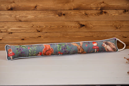Woodland Flora & Fauna Fabric Draught Excluder For Doors - 94cm