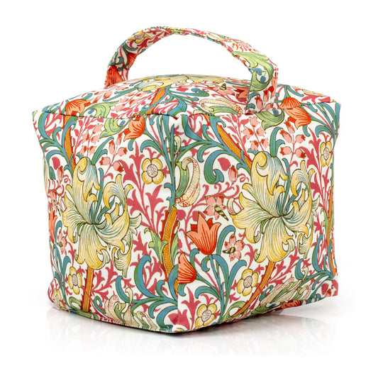 William Morris Golden Lily Fabric Cube Doorstop | Botanical Floral Door Stop