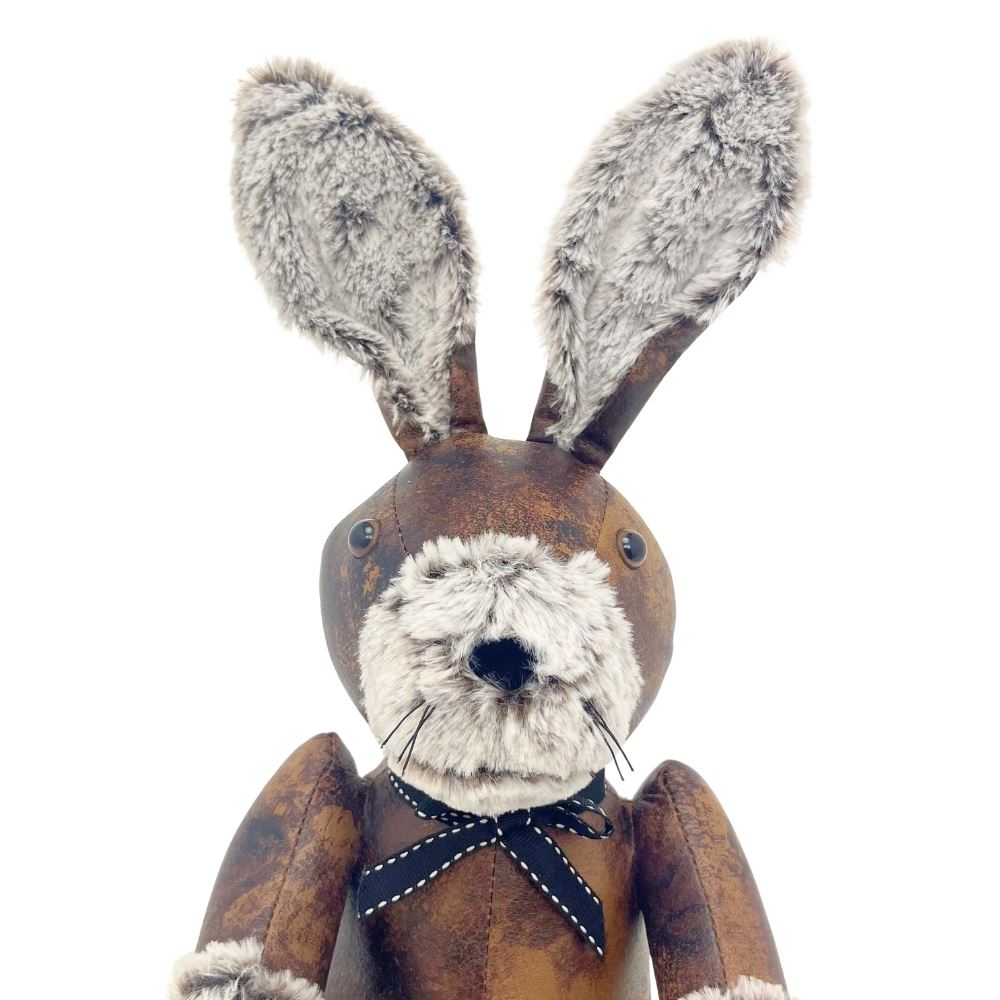 Wilfred Rabbit Door Stop, 41cm Faux Leather Fabric Animal Doorstop - 1.8kg