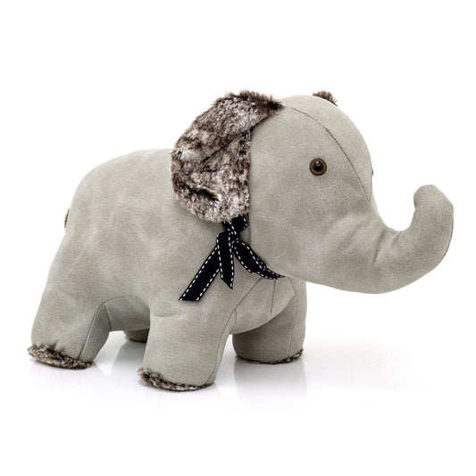 Ellie Elephant Doorstop Faux Leather Weighted Grey Elephant Animal Door Stop 2kg