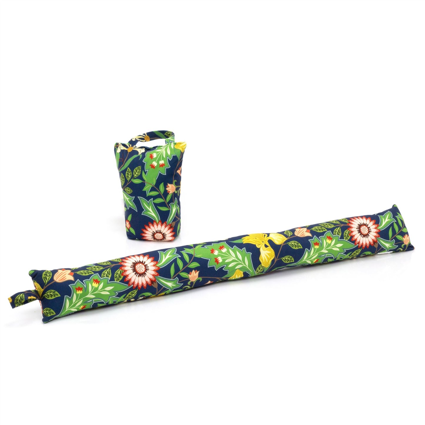 2 Piece Sussex Floral Doorstop And Draught Excluder | Decorative Fabric Door Stop With Draft Excluder | Floral Draught Excluder & Doorstopper - Blue