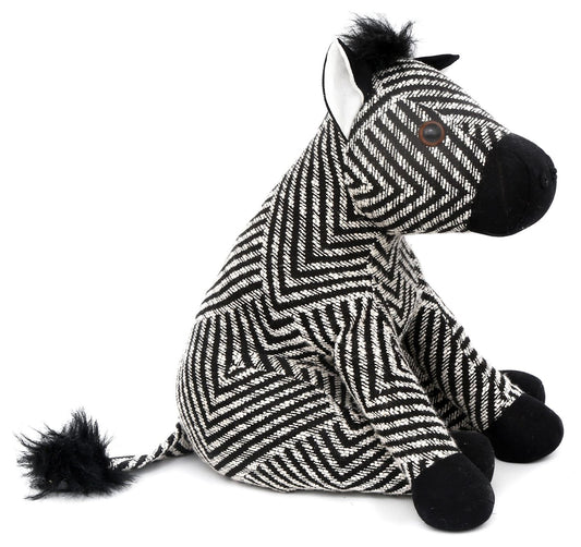 Fabric Black and White Striped Zebra Animal Doorstop ~ Novelty Decorative Door Stop