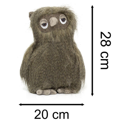 Barnaby Fluffy Brown Owl Doorstop | Novelty Barn Owl Shaped Bird Door Stop 1.4kg