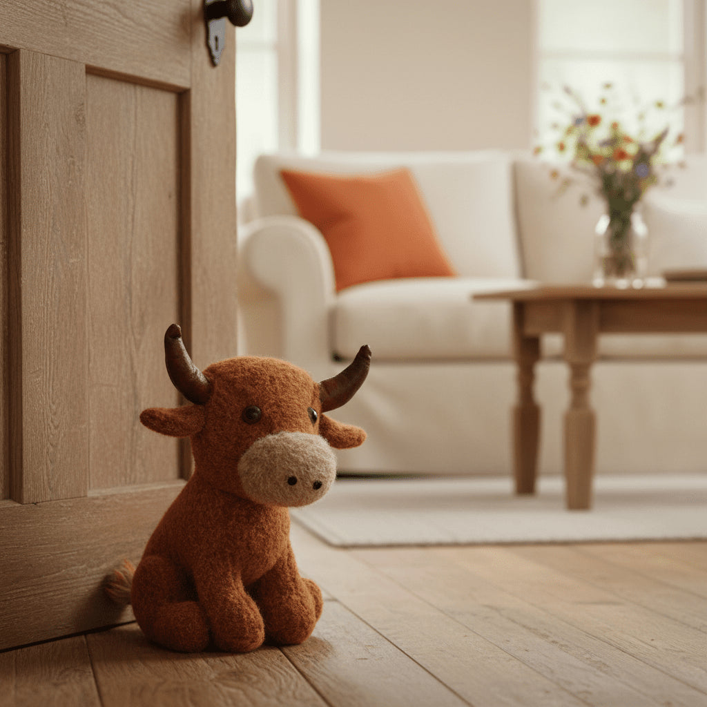Albie Highland Cow Fabric Doorstop | Highland Cow Door Stop Animal Door Stopper - Doorstop