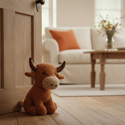 Albie Highland Cow Fabric Doorstop | Highland Cow Door Stop Animal Door Stopper - Doorstop