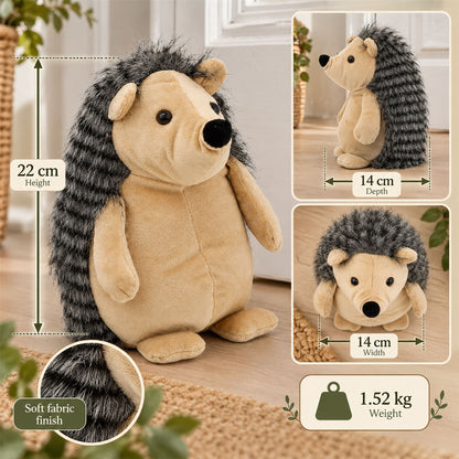 Hazel the Hedgehog Fabric Doorstop, Brown Animal Door Stopper, 22 cm