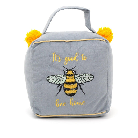 Bee Grey Cube Fabric Doorstop ~ Beautiful Home Door Stop - Doorstop