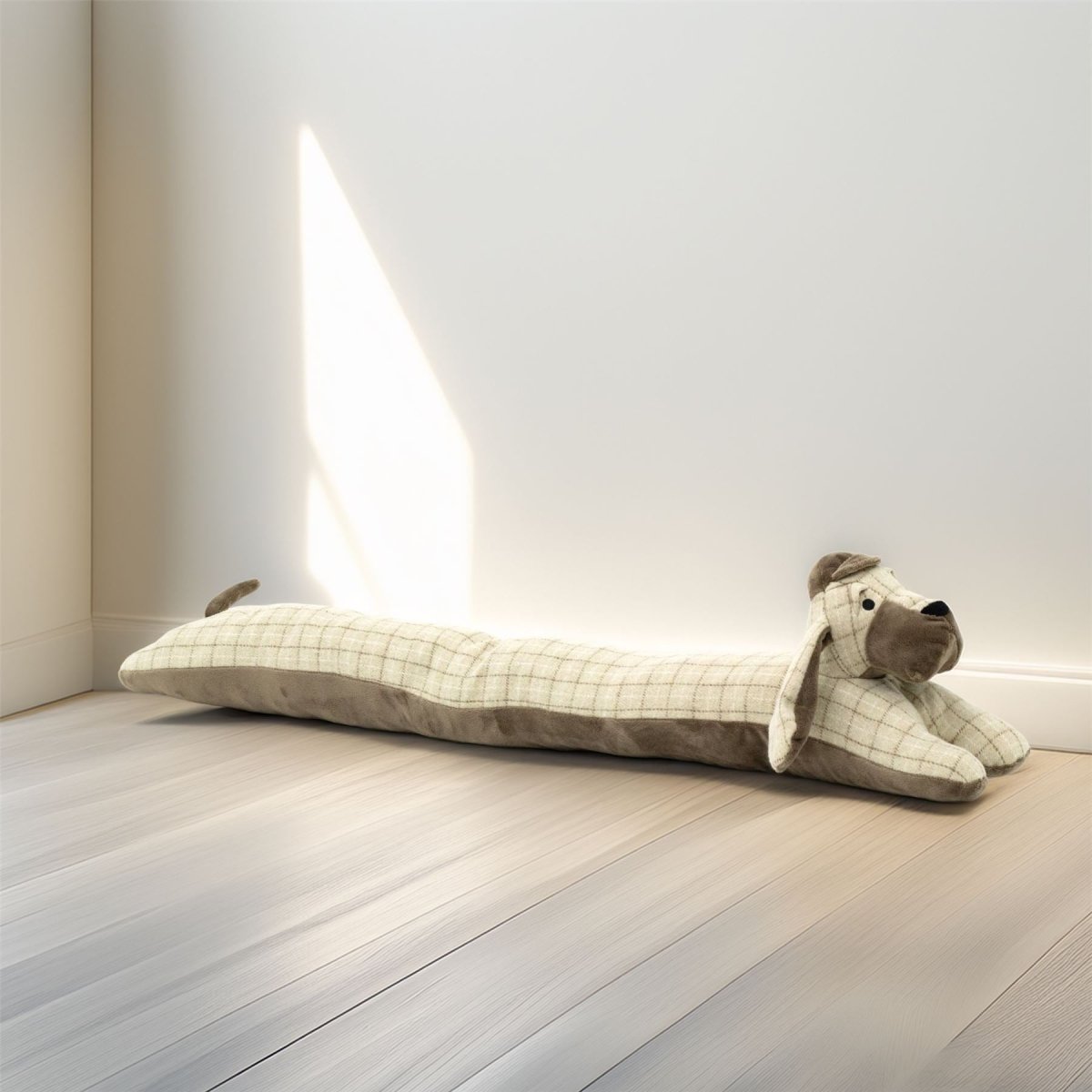 Beige Basset Hound Draught Excluder | Fabric Dog Draft Excluder Cushion with Hat - Draught Excluder