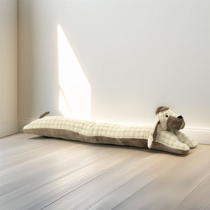 Beige Basset Hound Draught Excluder | Fabric Dog Draft Excluder Cushion with Hat - Draught Excluder