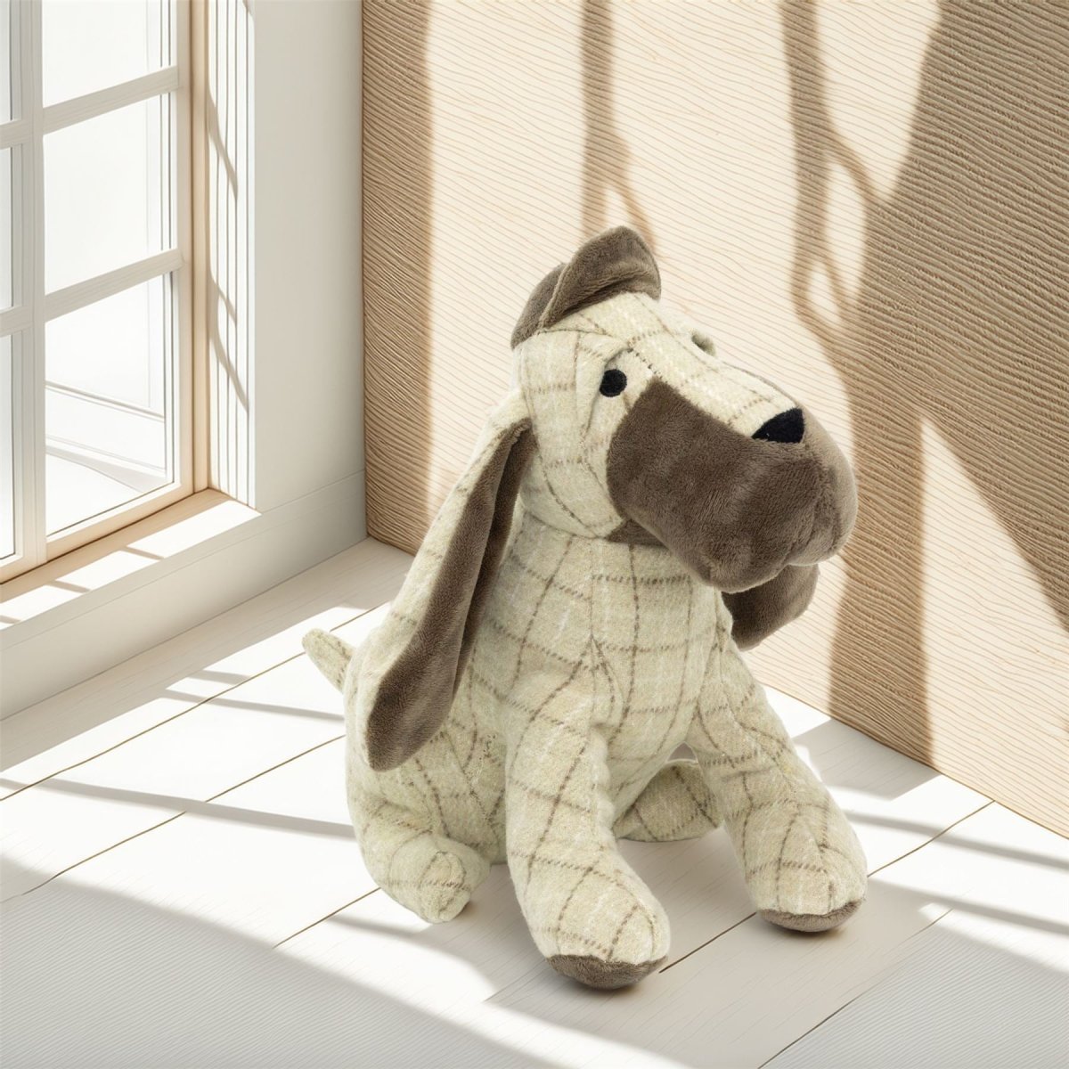 Beige Basset Hound Fabric Doorstop | Animal Dog Door Stop with Hat 1.5kg - 24cm - Doorstop