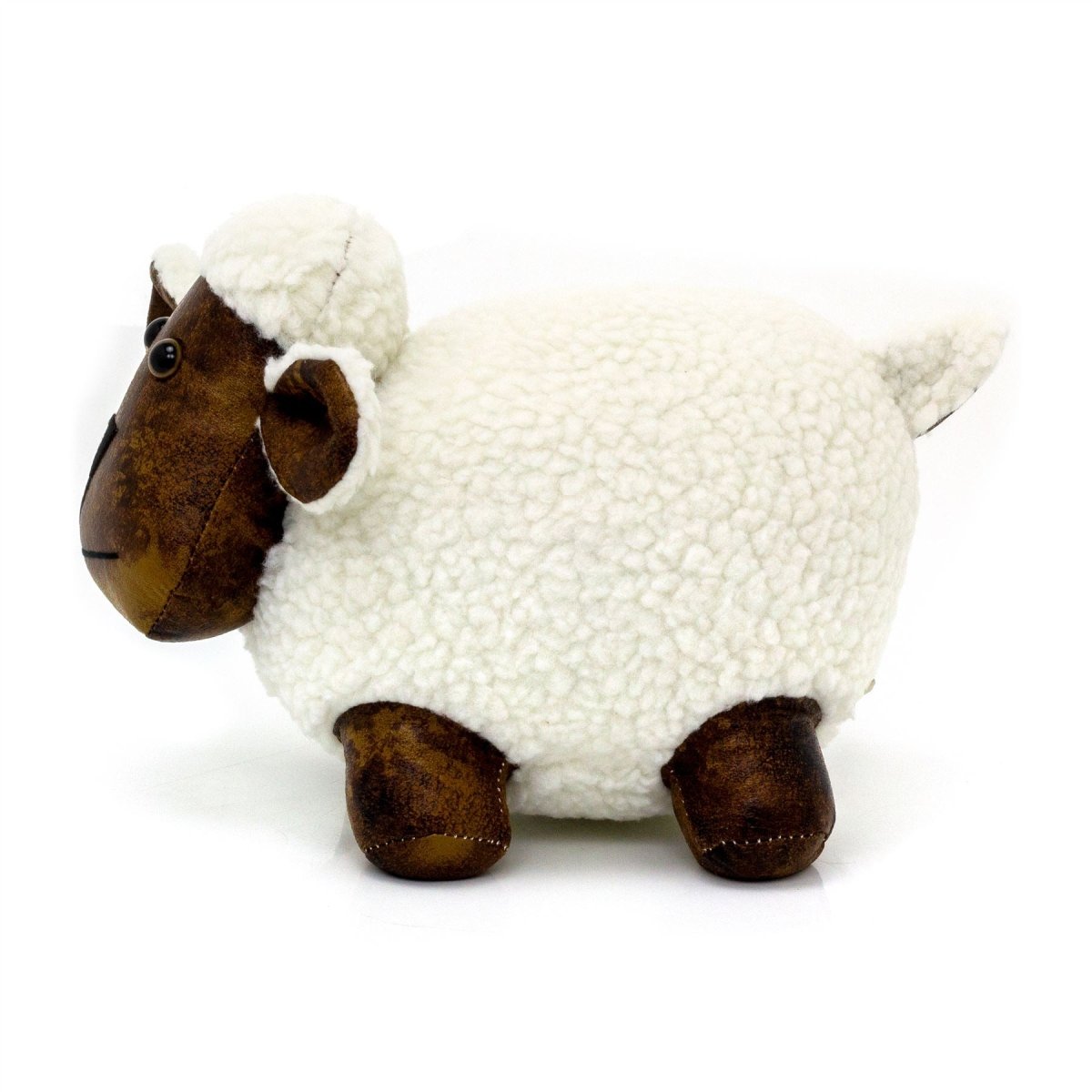 Bertie Sheep Doorstop | Faux Leather Weighted White Sheep Animal Door Stop 1.8kg - Doorstop