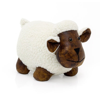 Bertie Sheep Doorstop | Faux Leather Weighted White Sheep Animal Door Stop 1.8kg - Doorstop