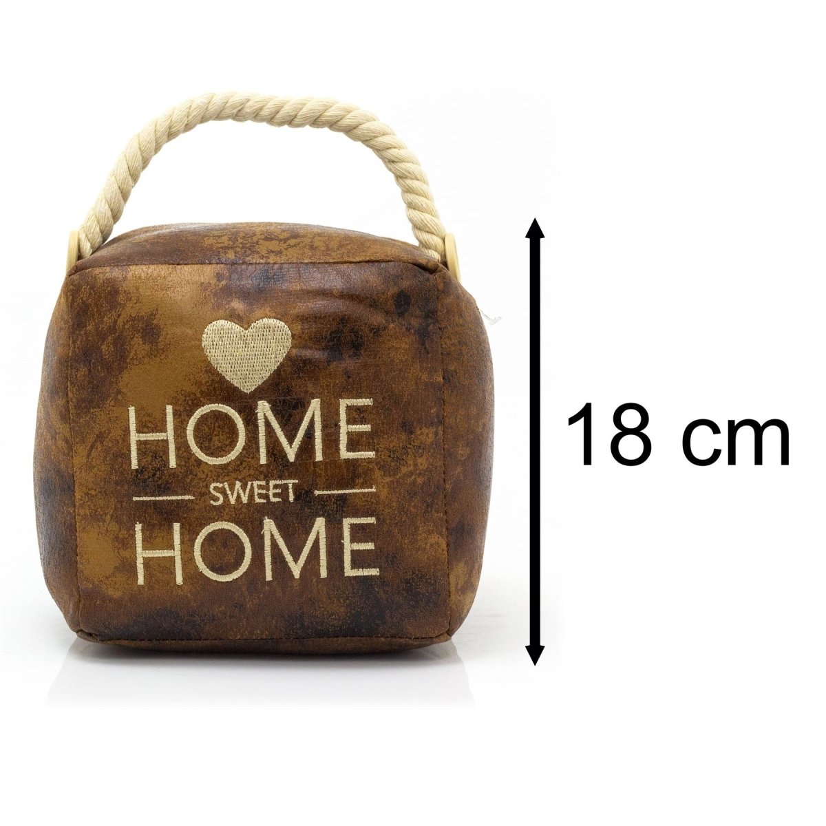 Brown Faux Leather Doorstop Cube | Square Home Door Stop Weighted Door Stopper - Doorstop