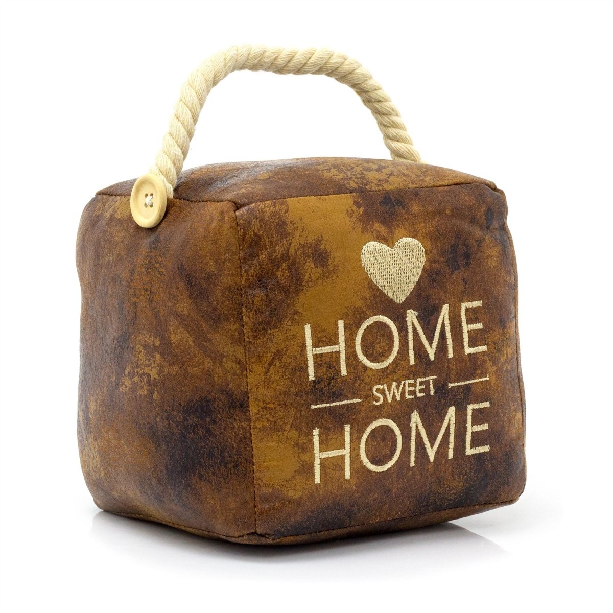 Brown Faux Leather Doorstop Cube | Square Home Door Stop Weighted Door Stopper - Doorstop