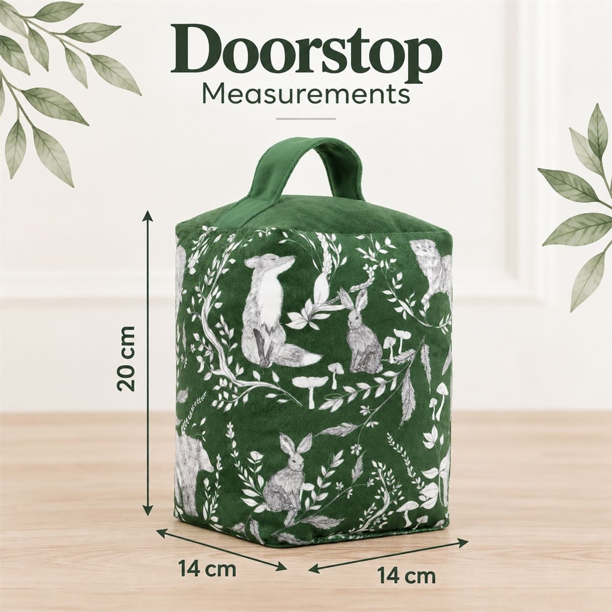 Buckthorn Evergreen Weighted Fabric Doorstop, 20cm Green Woodland Doorstop - Doorstop