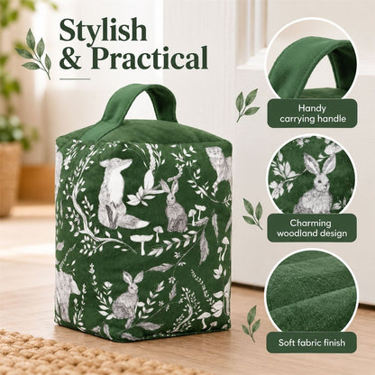 Buckthorn Evergreen Weighted Fabric Doorstop, 20cm Green Woodland Doorstop - Doorstop