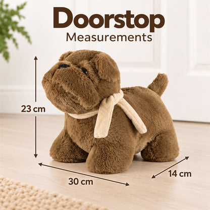 Bulldog Fabric Dog Door Stop, 30cm Weighted Brown Dog Doorstop
