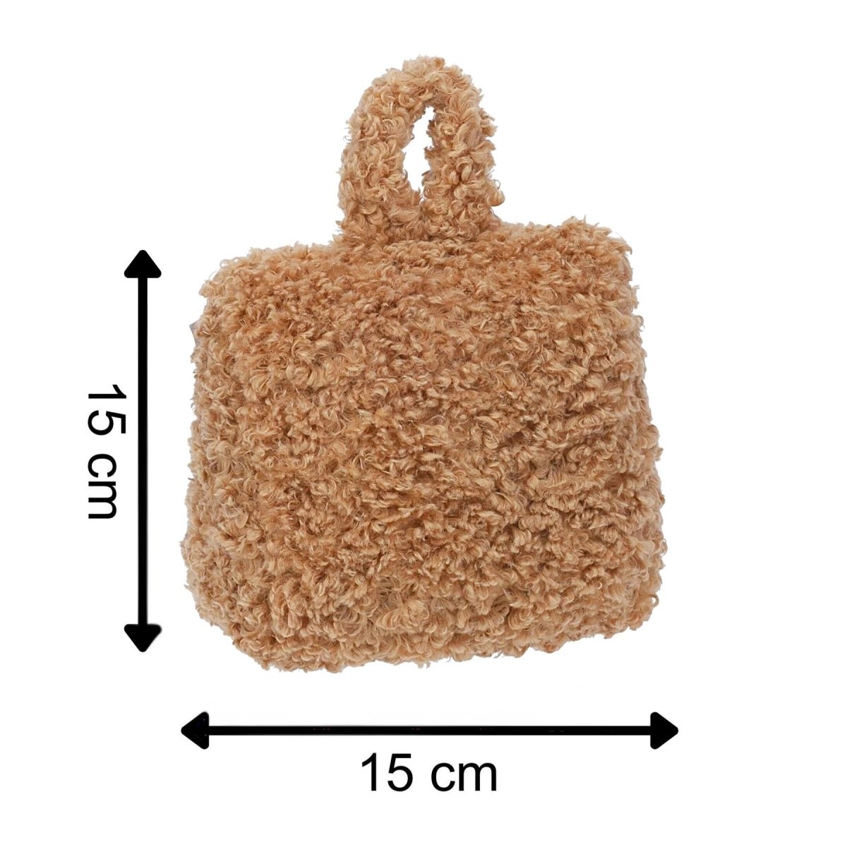 Caramel Boucle Door Stop, 1kg Fabric Doorstop with Handle, 15cm Floor Door Stopper - Doorstop