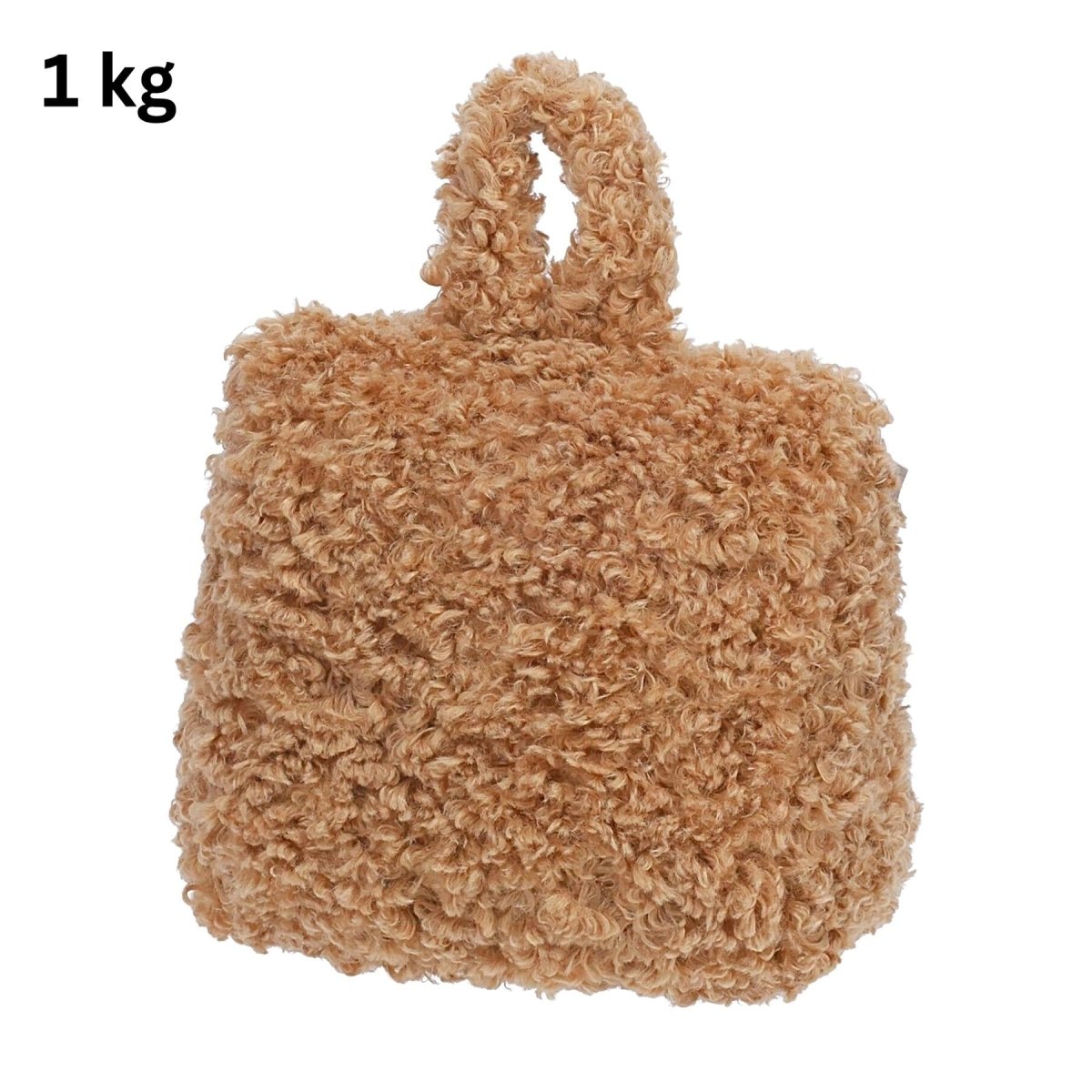 Caramel Boucle Door Stop, 1kg Fabric Doorstop with Handle, 15cm Floor Door Stopper - Doorstop