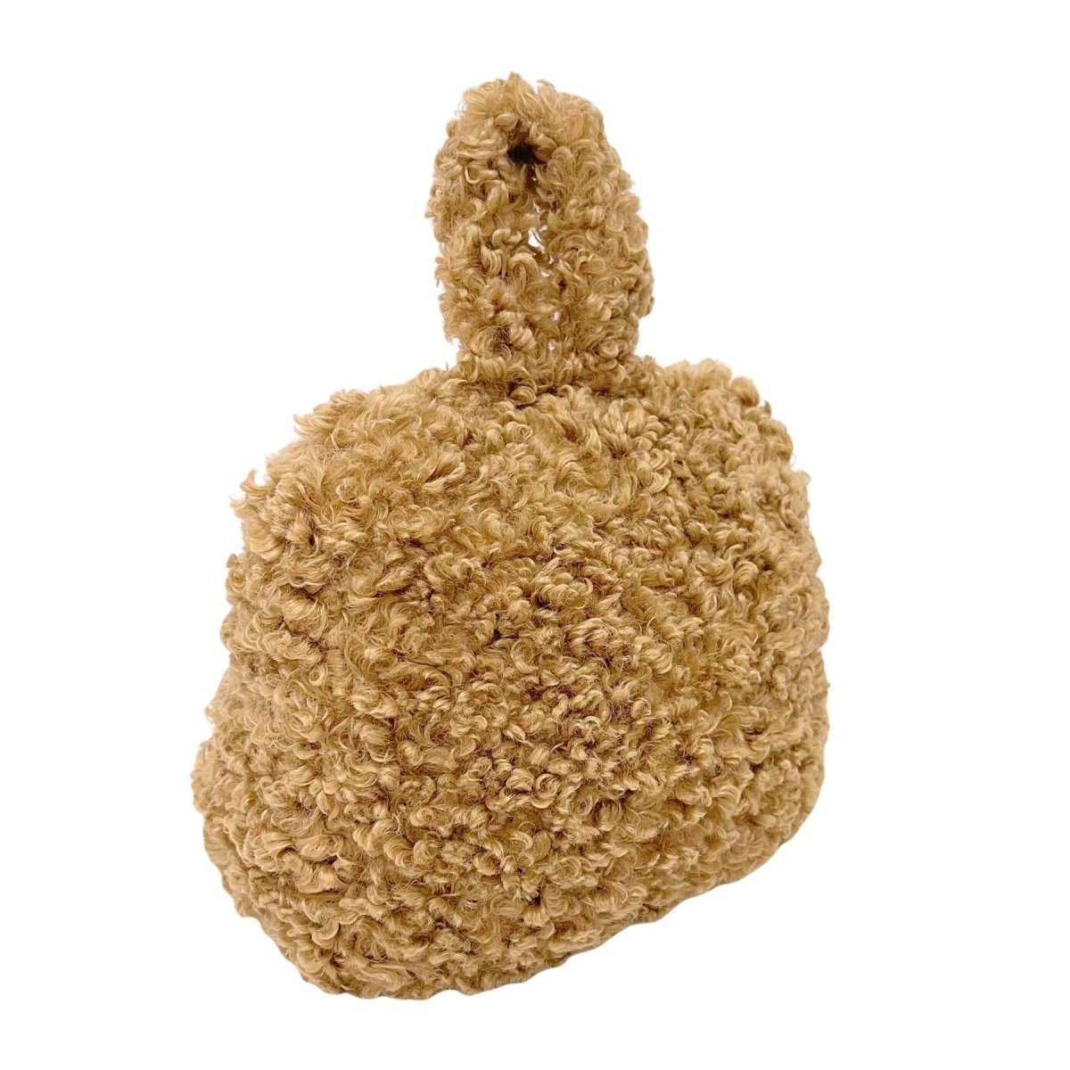 Caramel Boucle Door Stop, 1kg Fabric Doorstop with Handle, 15cm Floor Door Stopper - Doorstop