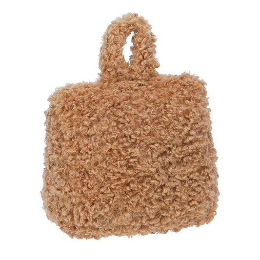 Caramel Boucle Door Stop, 1kg Fabric Doorstop with Handle, 15cm Floor Door Stopper - Doorstop
