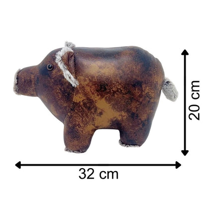Cecil Pig Door Stop, 20cm Weighted Faux Leather Animal Doorstop - 1.8kg - Doorstop