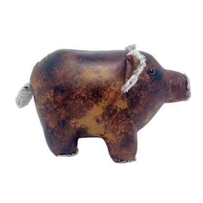 Cecil Pig Door Stop, 20cm Weighted Faux Leather Animal Doorstop - 1.8kg - Doorstop