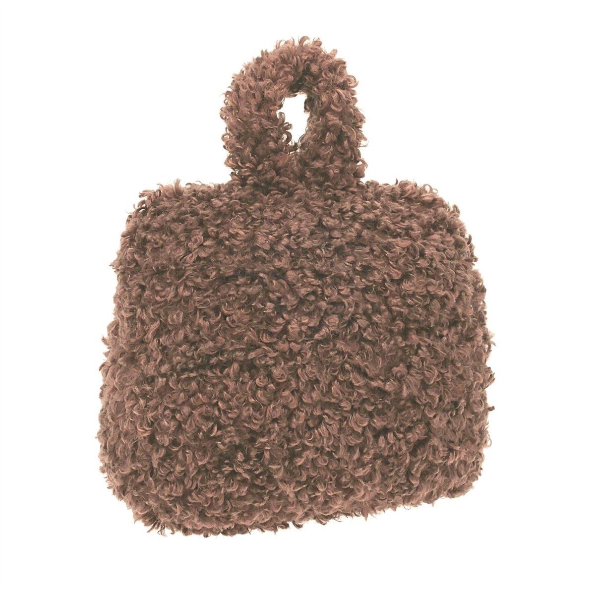Chocolate Boucle Door Stop, 1kg Fabric Doorstop with Handle, 15cm Floor Door Stopper - Doorstop