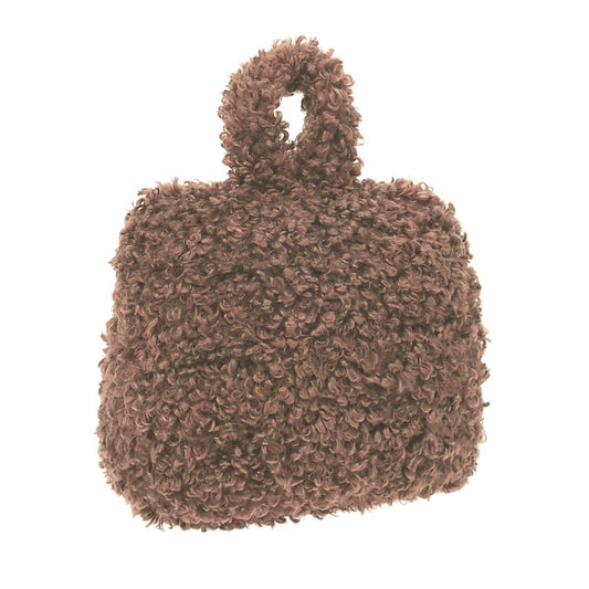Chocolate Boucle Door Stop, 1kg Fabric Doorstop with Handle, 15cm Floor Door Stopper - Doorstop