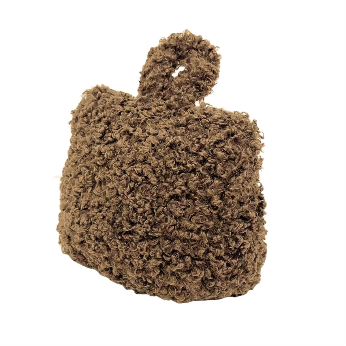 Chocolate Boucle Door Stop, 1kg Fabric Doorstop with Handle, 15cm Floor Door Stopper - Doorstop