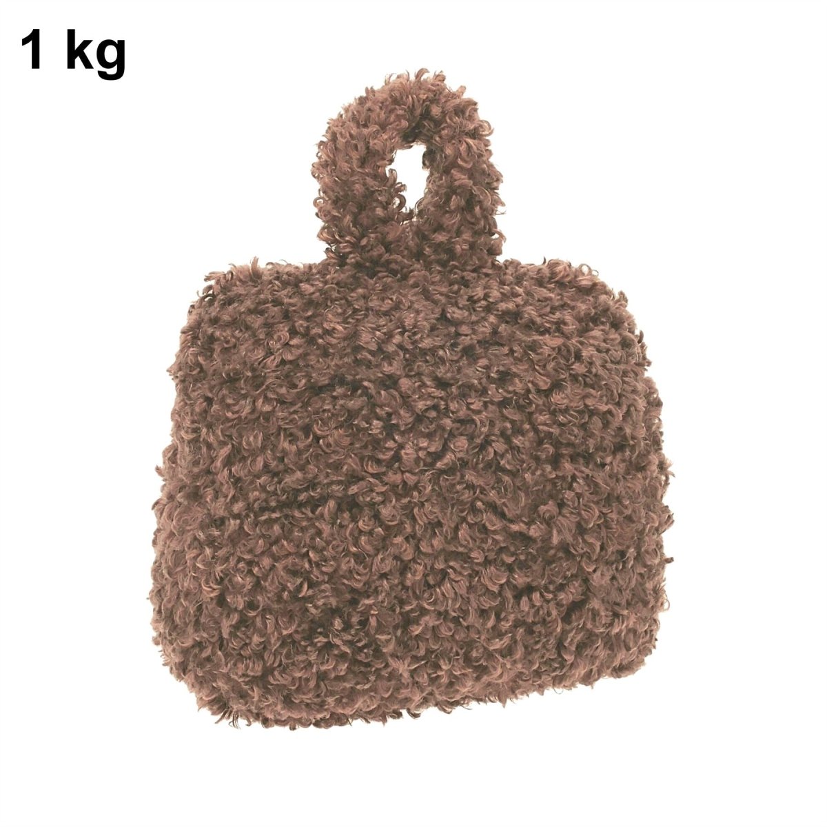 Chocolate Boucle Door Stop, 1kg Fabric Doorstop with Handle, 15cm Floor Door Stopper - Doorstop