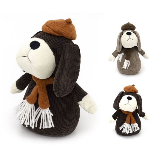 Corduroy Beagle Dog Doorstop | Beagle With Hat Ribbed Fabric Animal Door Stop - Doorstop