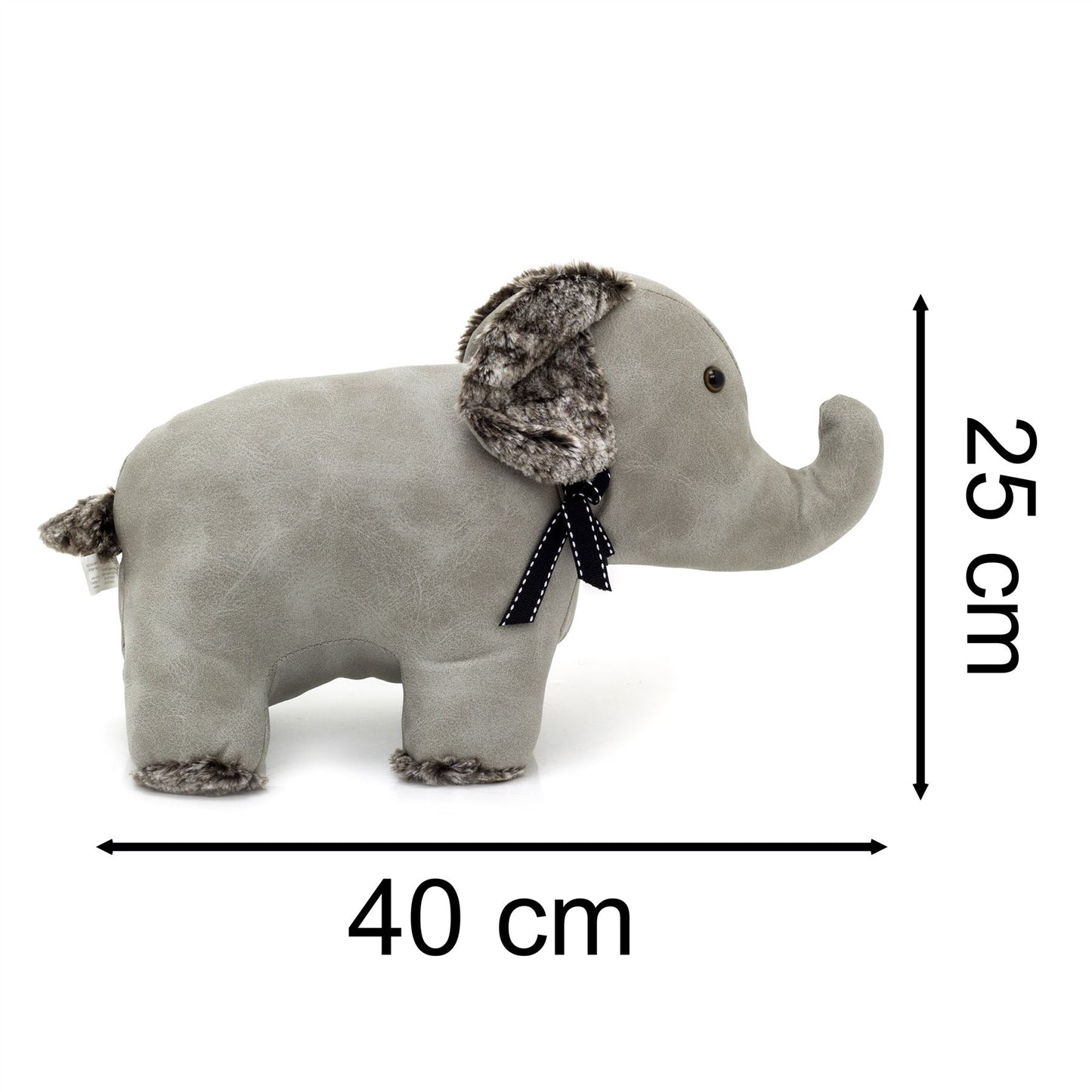 Ellie Elephant Doorstop Faux Leather Weighted Grey Elephant Animal Door Stop 2kg