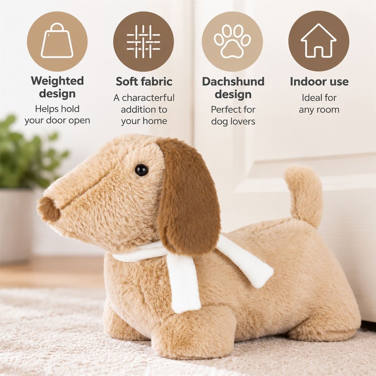 Dachshund Fabric Dog Door Stop, 35cm Weighted Sausage Dog Doorstop - Doorstop