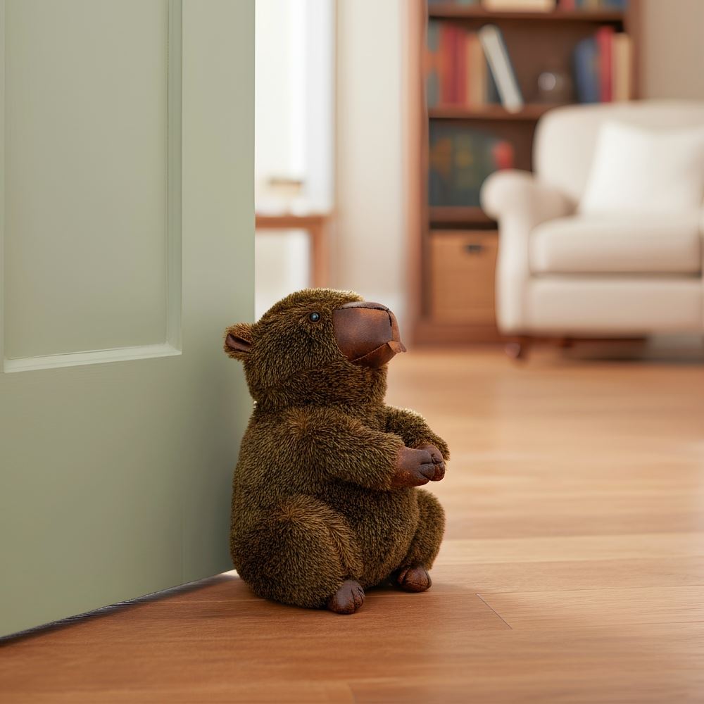 Bertie Beaver Door Stop, 29cm Weighted Faux Fur Animal Doorstop - 1.9kg