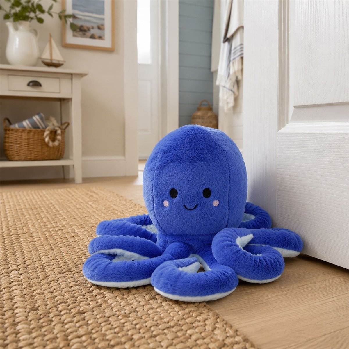 Fabric Blue Octopus Door Stop, 16 cm Coastal Sea Life Door Stopper - Doorstop