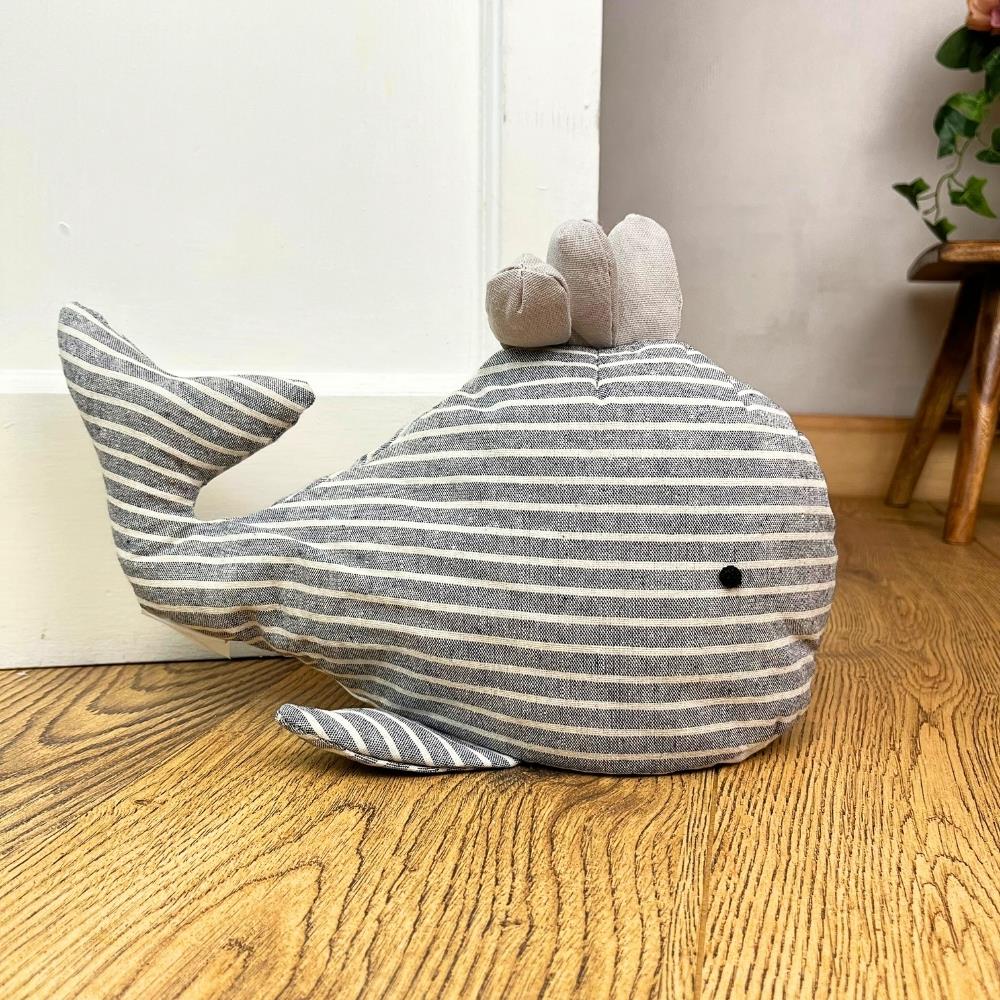 Fabric Seashore Whale Doorstop ~ Nautical Animal Door Stop - Doorstop
