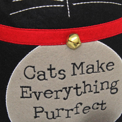 Black Cat Door Stop Felt Fabric ~ Cats Make Everything Purrfect