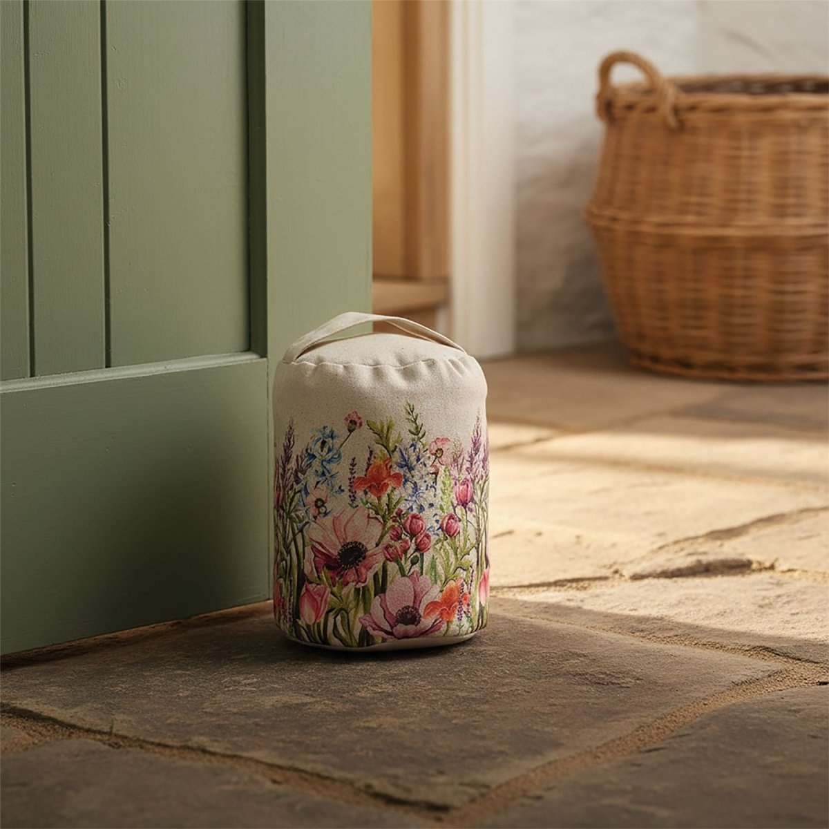 Floral Fabric Doorstop, 1kg Weighted Wildflower Country Style Door Stop - 23cm - Doorstop